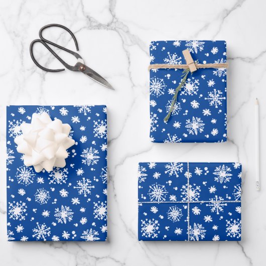 Weihnachts-Schneeflocken mit gefliestem Muster Geschenkpapier Set (Vorderseite)