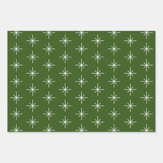 Weihnachts-Schneeflocken Muster festlich Rot Grün Geschenkpapier Set (Vorderseite 3)