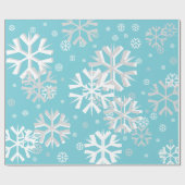 Weihnachts-Schneeflocken Papier-Aqua Geschenkpapier (Flach)