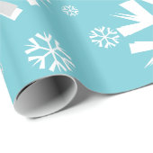 Weihnachts-Schneeflocken Papier-Aqua Geschenkpapier (Rolleneckpunkt)