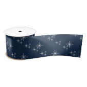Weihnachts-Schneeflocken Pattern Navy Blauer Winte Satinband (Spule)