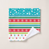 Weihnachts-Schneeflocken-Polka-Punktmuster Badhandtuch Set (Waschlappen)