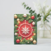 Weihnachts-Schneeflocken Postkarte (Stehend Vorderseite)
