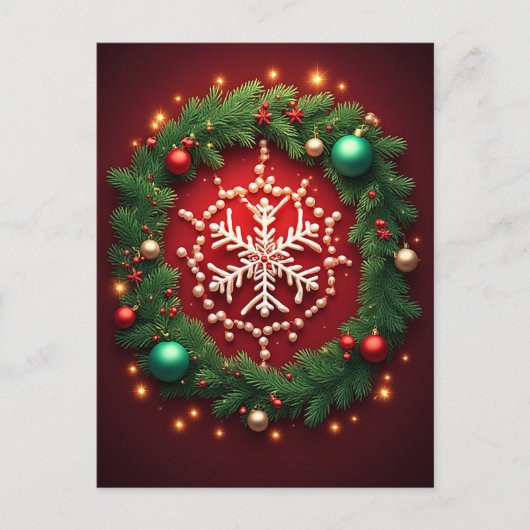 Weihnachts-Schneeflocken Postkarte (Vorderseite)