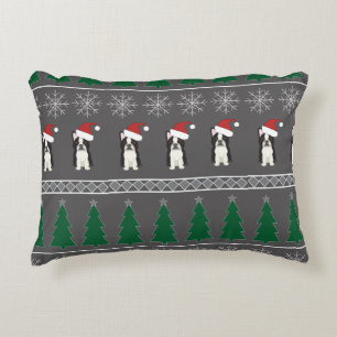 Weihnachts-Schneeflocken, Santa-Hund, Baum Dekokissen