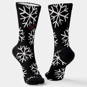 Weihnachts-Schneeflocken Schwarze Weiße Schrift Na Socken