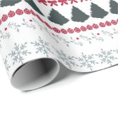 Weihnachts-Schneeflocken und Bäume Geschenkpapier (Rolleneckpunkt)
