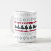 Weihnachts-Schneeflocken und Bäume Kaffeetasse (Vorderseite Links)