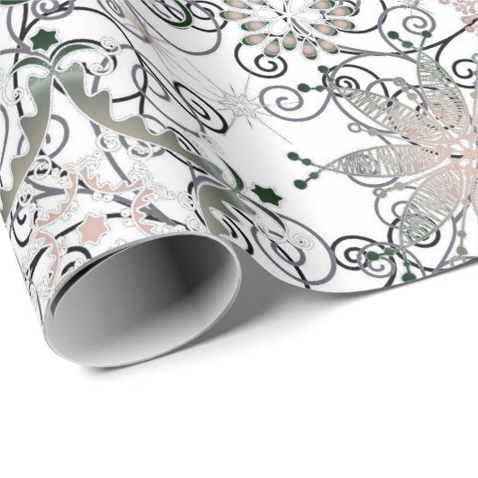 Weihnachts-Schneeflocken-Urlaubsmuster Geschenkpapier (Rolleneckpunkt)