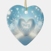 Weihnachts-Schneeflockenherz Keramik Ornament (Rechts)