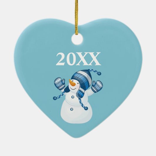 Weihnachts-Schneeflockenherz Keramik Ornament (Hinten)