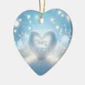 Weihnachts-Schneeflockenherz Keramik Ornament (Links)