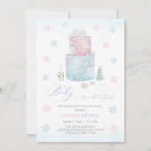 Weihnachts-Schneeflockenkuchen-Winter-Geschlechtsv Einladung (Vorderseite)