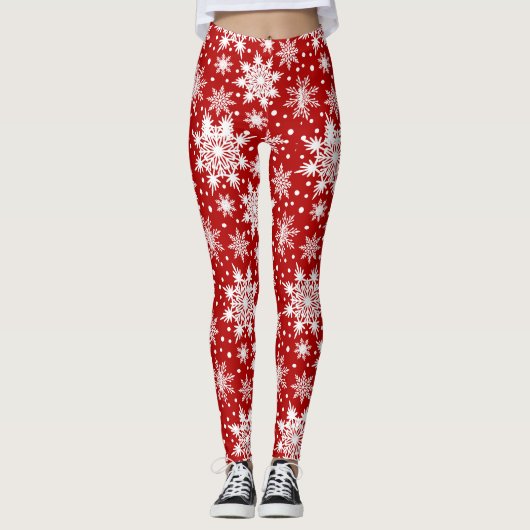 Weihnachts-Schneeflockenmuster Leggings (Vorderseite)
