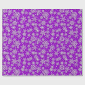 Weihnachts-Schneeflockenmuster lila Geschenkpapier (Flach)