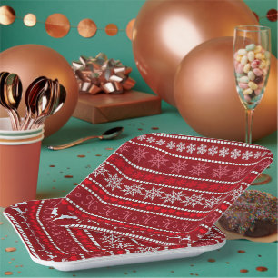 Weihnachts-Schneeflockenmuster Pappteller