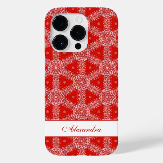 Weihnachts-Schneeflockenmuster Personalisiert Rot Case-Mate iPhone Hülle (Rückseite)