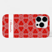 Weihnachts-Schneeflockenmuster Personalisiert Rot Case-Mate iPhone Hülle (Rückseite (Horizontal))