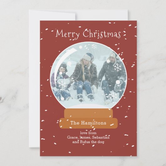 Weihnachts-Schneeglobe-Foto Personalisierte Karte (Vorderseite)