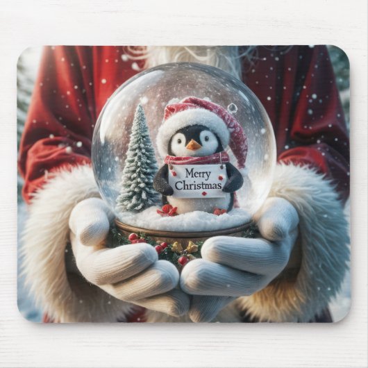 Weihnachts-Schneeglobe mit Pinguin Mousepad (Vorne)