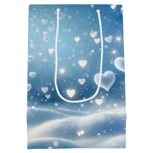 Weihnachts-Schneeherzen Mittlere Geschenktüte (Rückseite)
