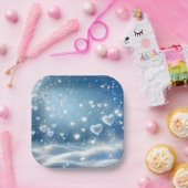 Weihnachts-Schneeherzen Pappteller (Party)