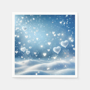 Weihnachts-Schneeherzen Serviette