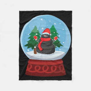 Weihnachts-Schneekugel Eishockey Schneemann  Fleecedecke