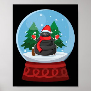 Weihnachts-Schneekugel Eishockey Schneemann Poster