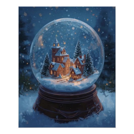 Weihnachts-Schneekugel-Plakat Poster (Vorderseite)
