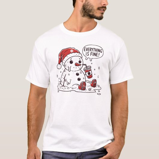 Weihnachts-Schneemann Alles ist fein Melken lustig T-Shirt (Vorderseite)