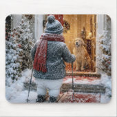 Weihnachts-Schneemann auf Skiern Mousepad (Vorne)