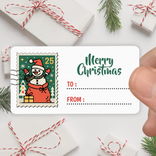 Weihnachts-Schneemann-Briefmarken-Aufkleber-Etiket Adressaufkleber