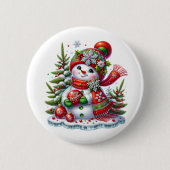 Weihnachts-Schneemann Button (Vorderseite)