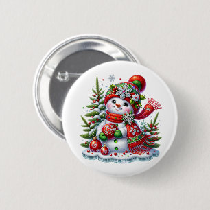 Weihnachts-Schneemann Button