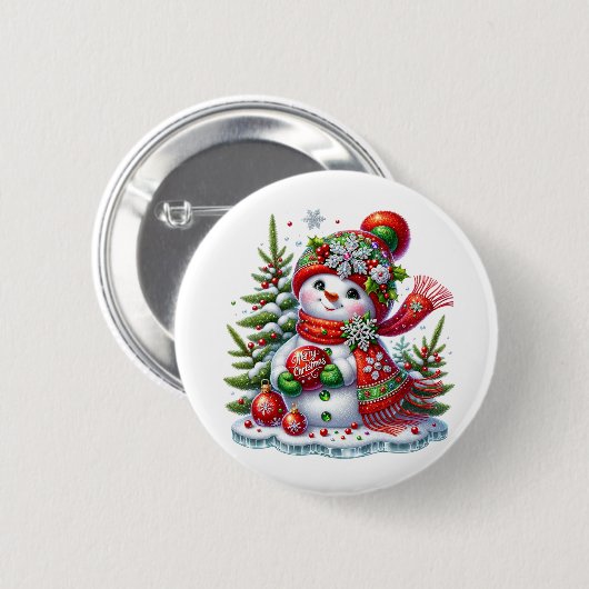 Weihnachts-Schneemann Button (Vorne & Hinten)