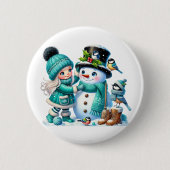Weihnachts-Schneemann Button (Vorderseite)