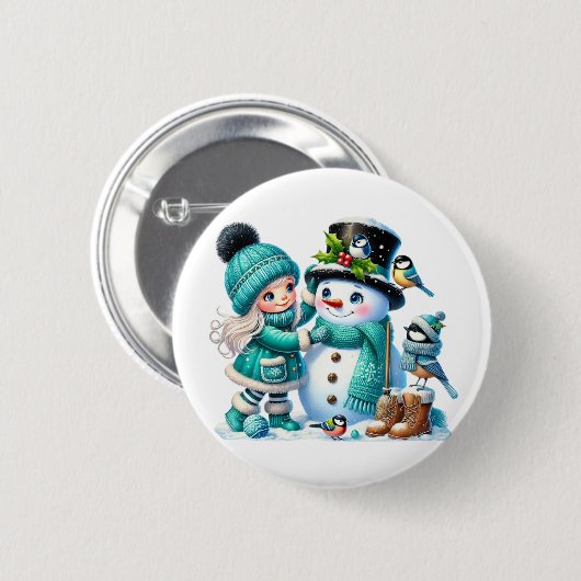 Weihnachts-Schneemann Button (Vorne & Hinten)