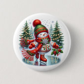 Weihnachts-Schneemann Button (Vorderseite)
