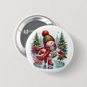 Weihnachts-Schneemann Button