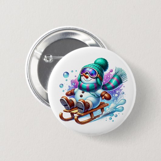 Weihnachts-Schneemann Button (Vorne & Hinten)