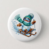 Weihnachts-Schneemann Button (Vorderseite)