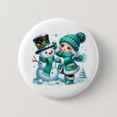 Weihnachts-Schneemann Button (Vorderseite)