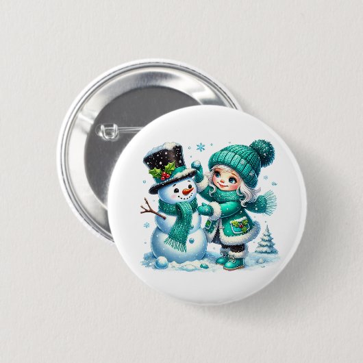 Weihnachts-Schneemann Button (Vorne & Hinten)