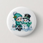 Weihnachts-Schneemann Button (Vorderseite)