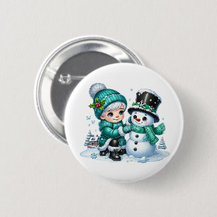 Weihnachts-Schneemann Button