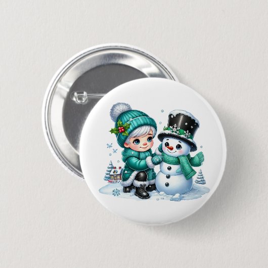 Weihnachts-Schneemann Button (Vorne & Hinten)