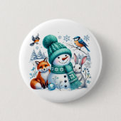 Weihnachts-Schneemann Button (Vorderseite)