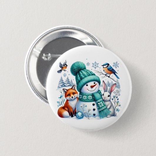 Weihnachts-Schneemann Button (Vorne & Hinten)