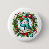 Weihnachts-Schneemann Button (Vorderseite)